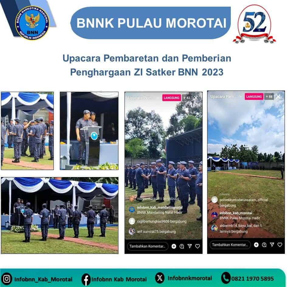 Upacara Pembaretan dan Pemberian Penghargaan ZI Satker BNN 2023 Konsep Otomatis